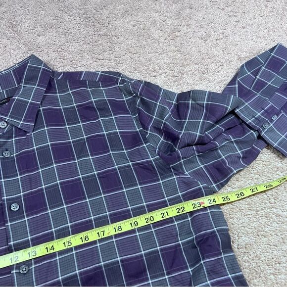 John Varvatos Plaid Button Up Down Shirt Mens Size XL Purple Business Casual - Picture 3 of 6